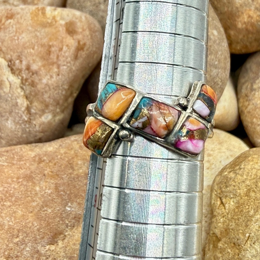Santa Fe Multi Gemstone 925 Sterling Silver Ring Sz 8 5.5ctw Southwestern Style - Picture 16 of 17